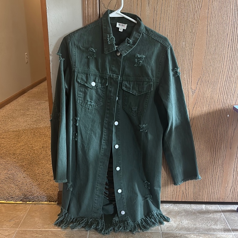 Distressed Green Denim Jacket